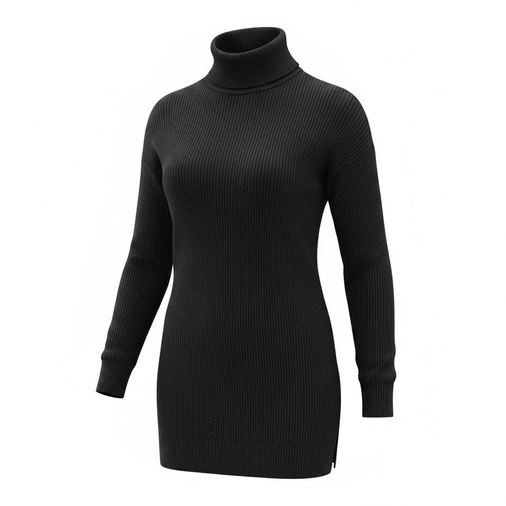 Time and Tru XXL Black Womens Turtleneck Sweater Dress Casual Cozy Boho